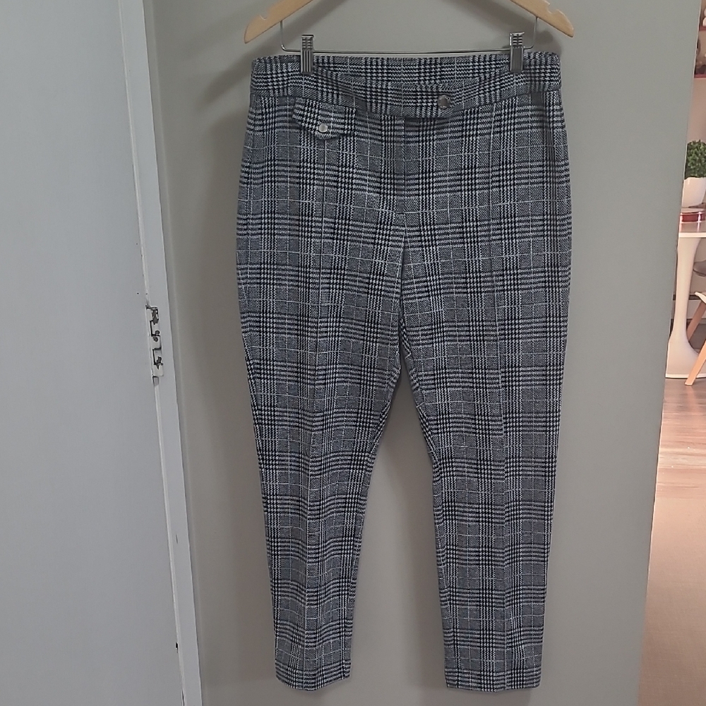 Michael Kors Black and White Dress Pants with Plaid Pattern